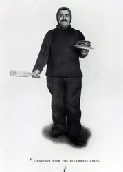Lindstrom con los pasteles de trigo sarraceno, de El Polo Sur por Roald E. Amundsen, c.1910-12