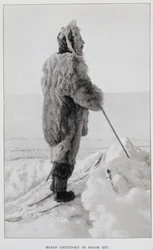 Roald Amundsen con equipo polar, de "El Polo Sur...", publ. 1912 (litografía)