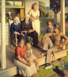 No More Chores, Family on Vacation, c.1935 (óleo sobre lienzo)