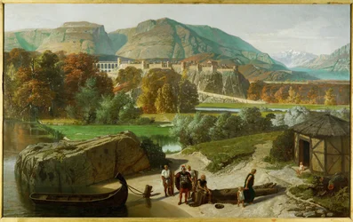 Villa romana construida al pie de los Alpes Dauphiné, algún tiempo después de la conquista de la Galia (pintura sobre lienzo)