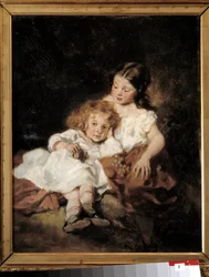 La hermana mayor. Pintura de Octave Tassaert (1800-1874)