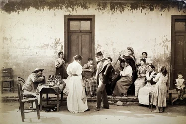 Chilenos bailando la cueca