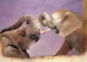 Elefantes jugando, 2001 (acrílico sobre lienzo)