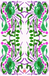 Patrón floral verde pavo real y rosa, 2023