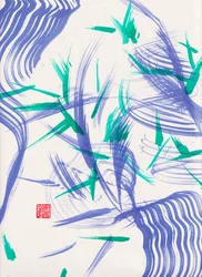 Zen Green Bamboo Abstraction 2, 2020 (acrílico sobre papel Xuan)