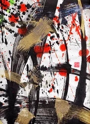 Zen Sun Fire Ink Abstraction 2, 2020 (Tinta y color sobre papel Xuan)