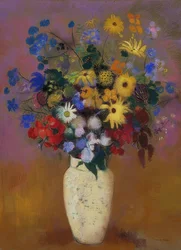 Flores en un jarrón. Alrededor de 1912-14