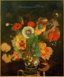 Ramo de flores sobre fondo negro
