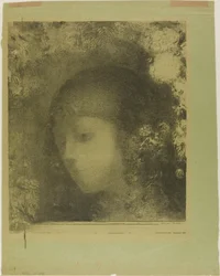 Cabeza de niño con flores