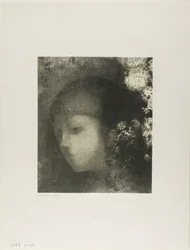 Cabeza de niño con flores