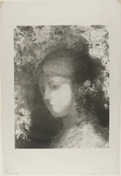 Cabeza de niño con flores