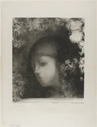 Cabeza de niño con flores