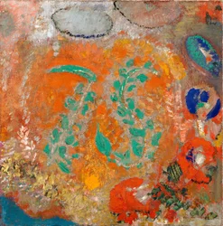 Composición. Flores sin jarrón. Pintura de Odilon Redon (1840-1916), óleo sobre lienzo, hacia 1905. Arte francés, siglo XX, simbolismo, nabis. Museo de Arte Moderno, Nueva York (EE.UU.).