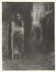 Un hombre se siente solo en un paisaje nocturno. L