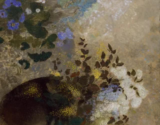 Flores en un jarrón negro, hacia 1909-10