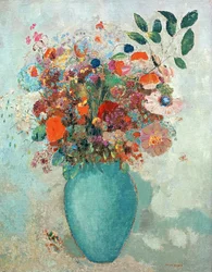 Flores en un jarrón turquesa, c.1912