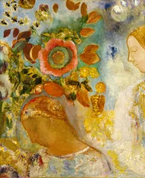 Dos niñas entre flores
