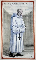 Ermitaño camaldulense. Grabado en O. Fialetti. Siglo XVI.