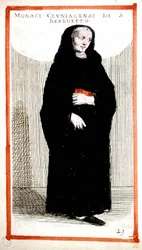 Orden religiosa: monje de la Abadía de Cluny (Cluniacense). Grabado del siglo XVI. Según O. Fialetti.