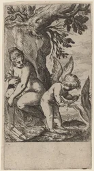 Venus con Cupido tallando su arco