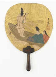 Narihira cruzando el río Sumida, período Edo, finales del siglo XVII-principios del siglo XVIII