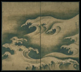 Olas Bravas, biombo de dos paneles, c.1704-9