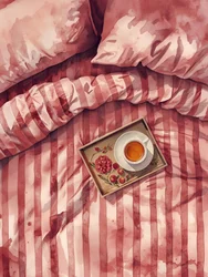 Una acogedora cama para tomar el té por la mañana
