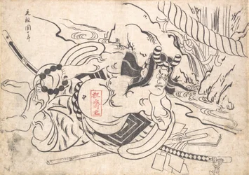 Ichikawa Danjuro I como Soga Goro, ca. 1710