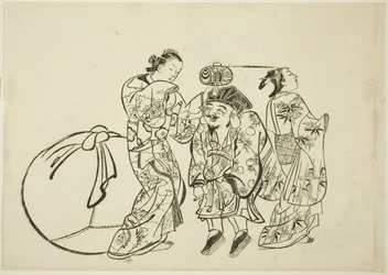 Midiendo la altura de Daikoku, no. 5 de una serie de 12 grabados