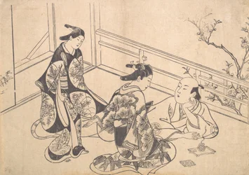 El Actor Ichimura Takenojo Reclinado en un Balcón, ca. 1715