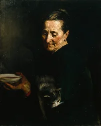mujer con un gato