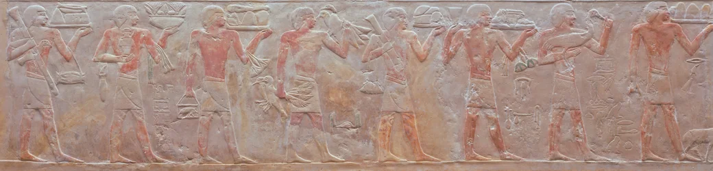 Relieve de una procesión de portadores de ofrendas de la tumba de Ny-Ank-Nesut, 2575-2134 a.C. (piedra caliza pintada)