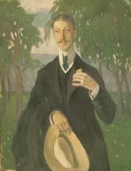 Retrato de Nikolay Gumilyev (1886-1921) 1909 (óleo sobre lienzo)