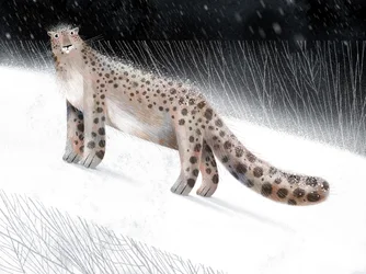 Noche de invierno con leopardo de las nieves