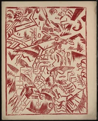 Ilustración para el libro La Guerra de Aleksey Kruchenykh, 1916