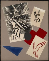 Ilustración para el libro La Guerra de Aleksey Kruchenykh, 1916