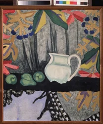 Naturaleza muerta. Pintura de Olga Vladimirovna Rozanova (1886-1918), óleo sobre lienzo, alrededor de 1910. Arte ruso, siglo XX, vanguardia; Museo Estatal de Arte A. Radischev, Saratov (Rusia).