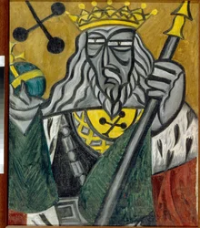 Rey de tréboles - Pintura de Olga Vladimirovna Rozanova (1886-1918), óleo sobre lienzo (80,5x68 cm)