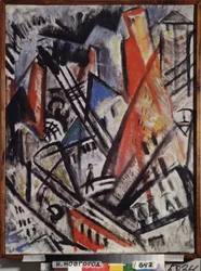 Ciudad. Pintura de Olga Vladimirovna Rozanova (1886-1918), óleo sobre lienzo