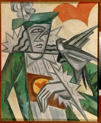 Jota de corazones - Pintura de Olga Vladimirovna Rozanova (1886-1918), óleo sobre lienzo (78,5x64,5 cm)