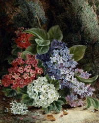 Lilas y flores de espino. Pintura de Oliver Clare (hacia 1853-1927) Colección privada.