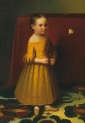 Retrato de una joven con rosa y mariposa