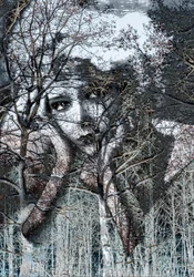 Retrato de invierno en negativo, 2021(técnica mixta digital)