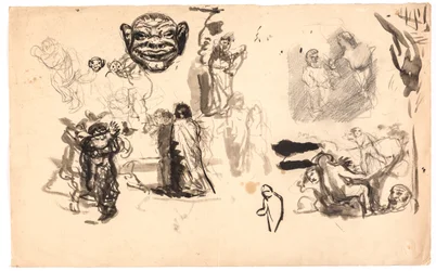 Estudios de figuras y composiciones