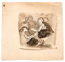 Estudio para "Dos mujeres peleando por un hombre"