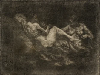 Dos brujas peleando por una escoba