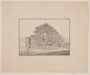 Ruinas de una iglesia en Groenlandia. Ilustración de W.A. Graah. Expedición a la costa este de Groenlandia