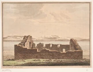 Ruina de iglesia en Groenlandia. Ilustración para W.A. Graah. Viaje de exploración a la costa este de Groenlandia