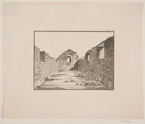 Ruina de iglesia en Groenlandia. Ilustración de W.A. Graah. Viaje de exploración a la costa este de Groenlandia