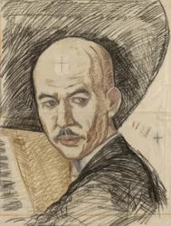 Boceto para el grabado «Retrato de Yamada Kosaku».